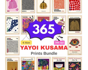 Yayoi Kusama Inspired Printable Wall Art Bundle, Japanese Abstract Poster Set, Polka Dot Gallery Wall, Modern Digital Prints