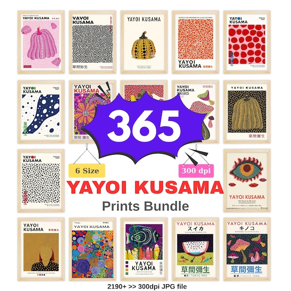 Yayoi Kusama Inspired Printable Wall Art Bundle, Japanese Abstract