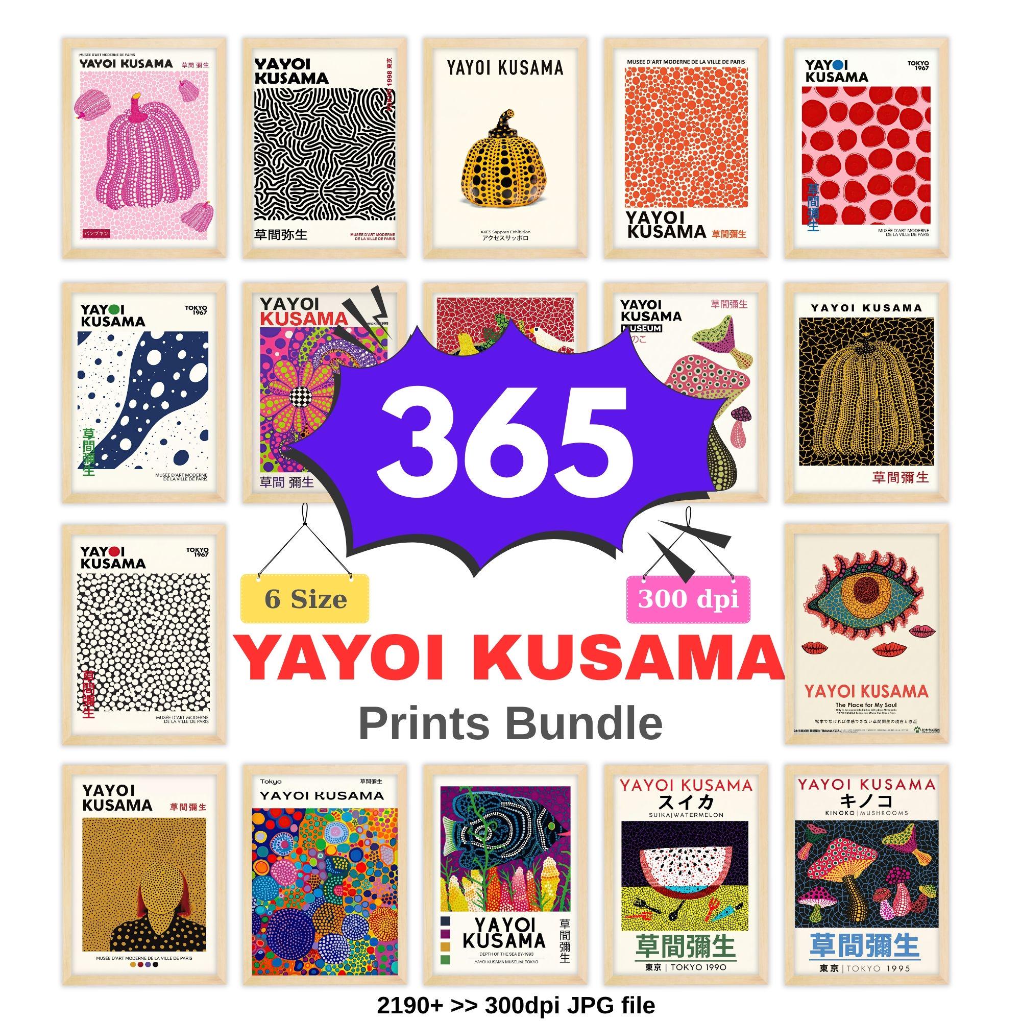 Yayoi Kusama Inspired Printable Wall Art Bundle, Japanese Abstract