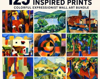125 August Macke Inspired Art Prints, Colorful Expressionist Wall Art Bundle