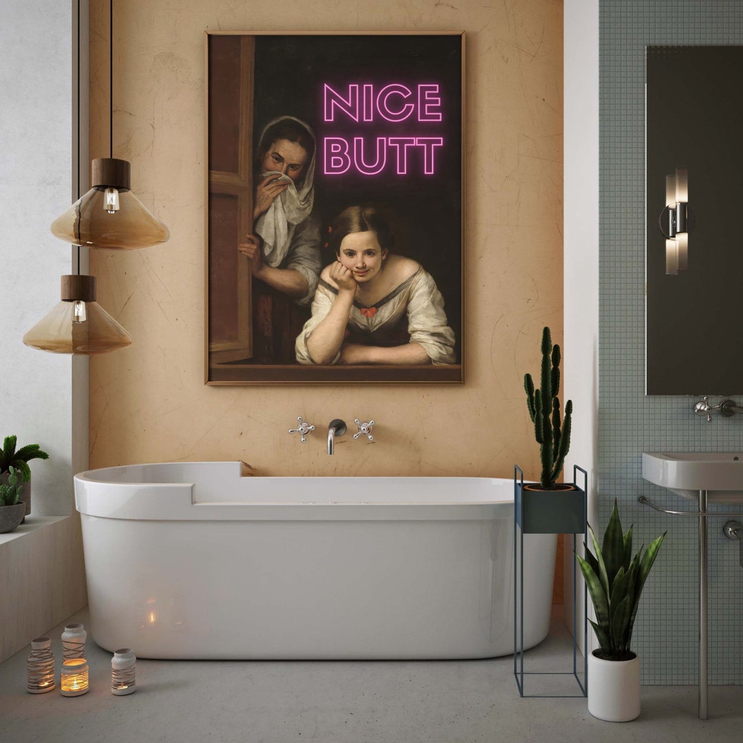 Funny Bathroom Art, Eclectic Extra Large Wall Art, Maximalist Decor Vintage Print, Prank Gift ...