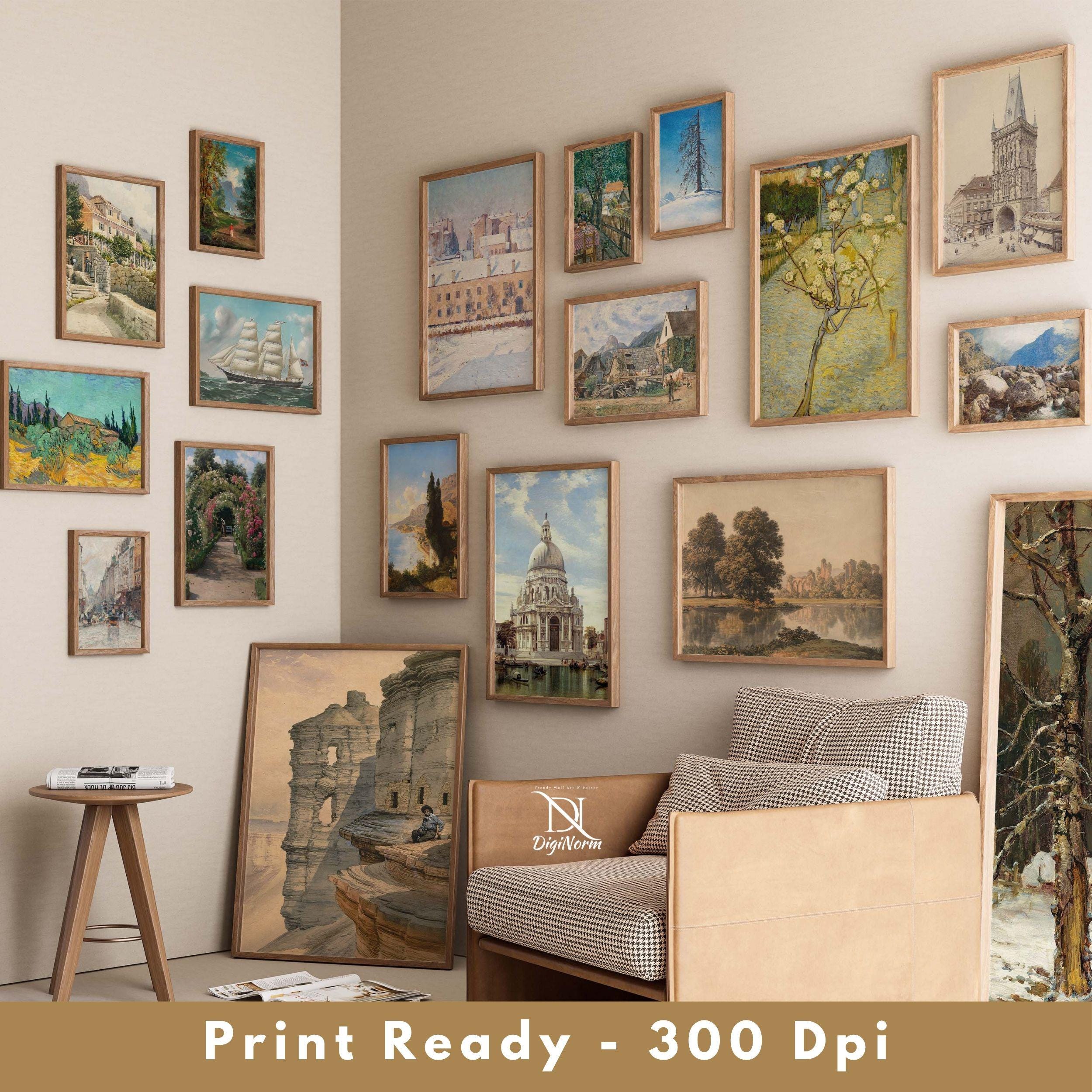 Vintage Landscape Painting Set | Rustic Country Antique Art (digital ...