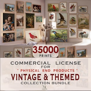 Vintage Theme 35000 Commercial License for Only Physical Product, Wall Art Commercial License Bundle, Physical Product Commercial License