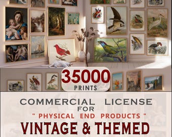 Licencia comercial para impresiones vintage físicas, más de 35 000 diseños