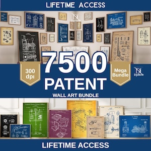 7500 Vintage Patent Posters: Mega Blueprint Print Set (Digital Download)