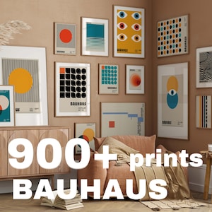 Set di poster Bauhaus di oltre 900 stampe d'arte da parete stampabili di alta qualità, pacchetto geometrico astratto minimalista moderno della metà del secolo, download di stampe digitali