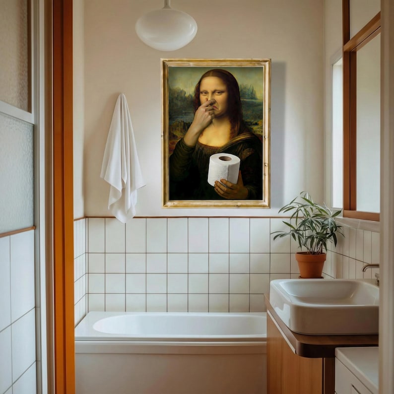 Funny Mona Lisa Bathroom Print, Toilet Humor Art (digital Download ...