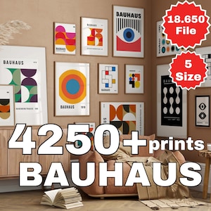 4250+ Bauhaus Printable Poster Bundle Mid Century Modern Abstract Geometric Wall Art Set Minimalist Digital Download Home Decor Pack