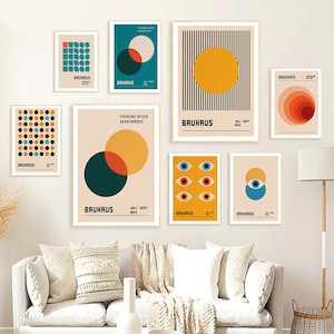 Bauhaus Poster Set 22, Bauhaus Poster grün, Bauhaus Poster pink, Bauhaus Druckkunst, schwarzes Bauhaus Poster, Bauhaus Ausstellung, digital