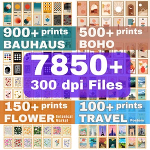 1650 Gallery Wall Set, Mega Bundle, Bauhaus Wall Art, Boho Bohemian Poster, Flower Botanical Wall Set, Travel poster, Digital Download zdjęcie 2