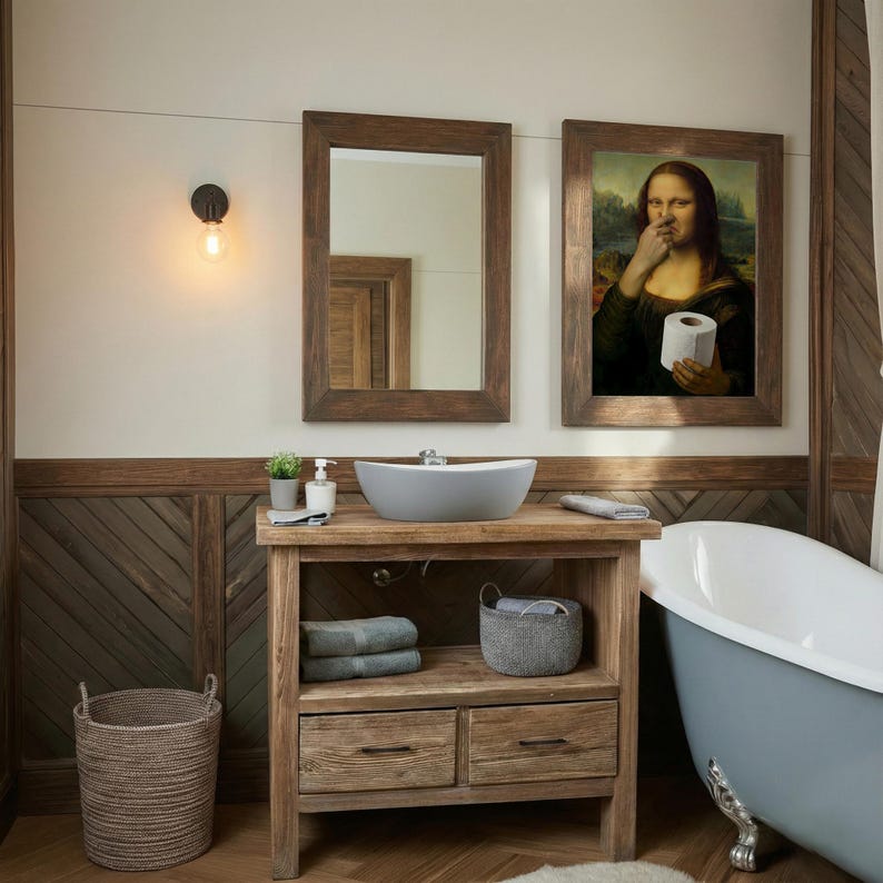 Funny Mona Lisa Bathroom Print, Toilet Humor Art (digital Download ...