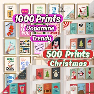 1000 Dopamine Decor Prints, Colorful Wall Art Bundle, Maximalist Trendy Printable Download