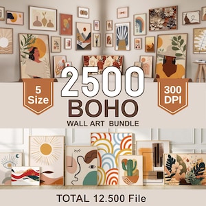Boho Wall Collage Mega Bundle, Set of 2500+ Prints, Mid Century Art Prints, Abstract Poster Set, Printable Home Decor, Digital Download