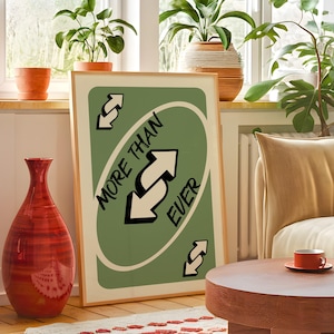 Mais do que nunca, jogue arte de parede de cartas reversas, pôster engraçado de meme, download digital, tipografia verde e preta, impressão de cultura pop, decoração de sala de jogos, meme