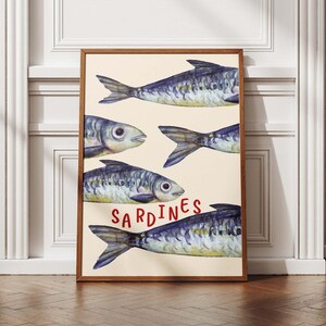 Vintage Sardine Tin Art Print: Colorful Kitchen Wall Decor (Digital Download)