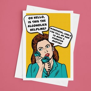Carte d'anniversaire des alcooliques Pop Art | Carte d'alcool drôle | Carte drôle de meilleur ami | Carte d'ami | Pour sa carte | Carte Girly | Amateur de cocktails