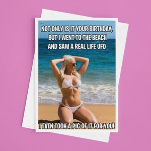 Happy Birthday Sexy Lustige UFO Karte | Lustige Sexy Girl Karte | Bester Freund Lustige Karte | Für Ihn Karte | Ehemann Karte | Freund Karte