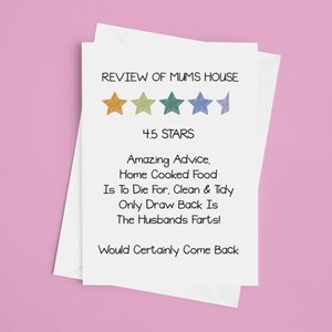 Mums House Review 4,5 sterren | Grappige kaart voor Moederdag | Funny Card Moederdagkaart | Nieuwigheid Moederdagkaart | Moeders verjaardag