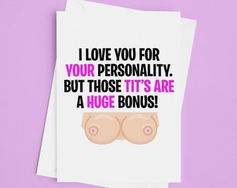 Tarjeta de cumpleaños para esposa o novia / Tarjeta de tetas grandes / Tarjeta divertida de mejor amigo / Para su tarjeta / Tarjeta de esposa / Tarjeta de novia / Tarjeta grosera