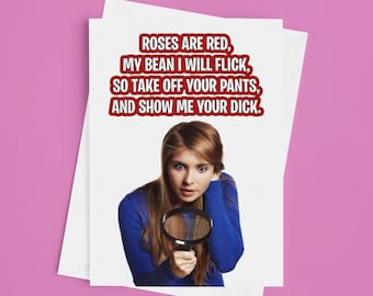 Tarjeta divertida del día de San Valentín / Las rosas son poema grosero rojo / Tarjeta de amor divertida / Tarjeta del día de San Valentín novedosa / Tarjeta grosera para el esposo o novio