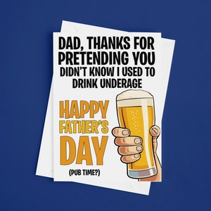 Fathers&#39; Day Funny Card | Pub Time, Beer Drinking Dad Father&#39;s Day Card | Beer Card for Dad | Banter Fathers Day card | Father&#39;s Day Gift