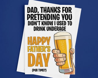 Vaderdag grappige kaart | Pub tijd, bier drinken vader vaderdagkaart | Bierkaart voor papa | Banter vaderdagkaart | Vaderdag cadeau