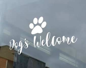 DOGS WELCOME - Cafetería, Cafetería, Pet Friendly Shop Window Door Vinyl Sticker Decal