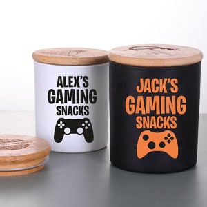 Personalised Gaming Snacks Sticker, Vinyl Decal, Label, Personalised Gamer Gift, Gaming Lover, Gift for Him, Gift for Her NO JARS INCLUDED image 1