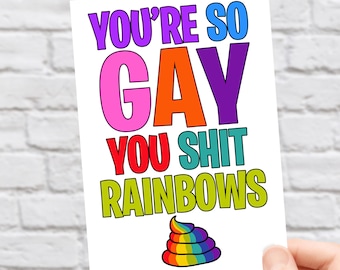 Funny LGBTQ+ Birthday Card | Rainbow Poop Greetings Card
