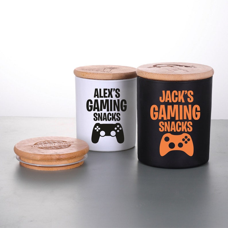 Personalised Gaming Snacks Sticker, Vinyl Decal, Label, Personalised Gamer Gift, Gaming Lover, Gift for Him, Gift for Her NO JARS INCLUDED image 1