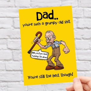 Pap, je bent zo'n chagrijnige oude rotzooi ... nog steeds de beste | Verjaardagskaart | Papa Verjaardag | Grappige verjaardagskaart | Vaderdagkaart | Kaart voor papa