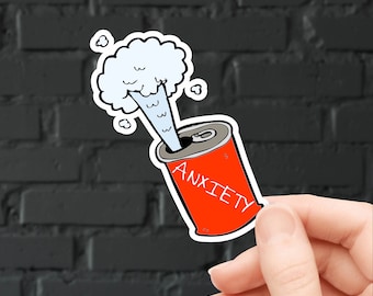 Sticker Can of Anxiety : Sticker introverti rigolo pour ordinateur portable