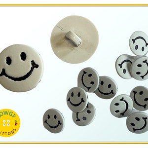White Smiley Face Buttons with Shank - 15mm - Choice of Quantity