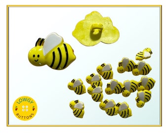 Bumble Bee Buttons with Shank - 22mm - Choice of Quantity