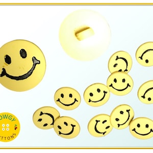 Bottoni gialli con faccina sorridente con gambo - 15 mm - Quantità a scelta