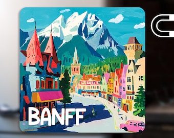 Magnes Banff Kanada | Sztuka podróży w góry Alberty | Pamiątka z Parku Narodowego Banff | Matowy magnes na lodówkę