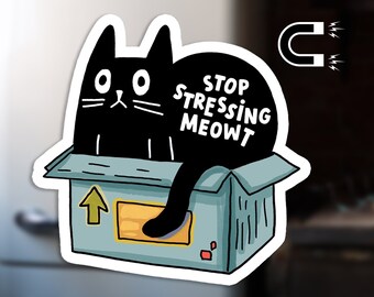 Aimant de réfrigérateur de chat drôle - Aimant de chat noir mignon - Aimant de voiture de chat cool - Aimant de casier sarcastique