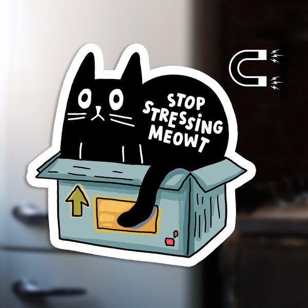Funny cat fridge magnet - Cute black cat magnet - Cool cat car magnet - Sarcastic locker magnet