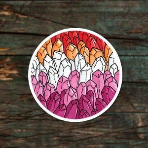 Autocollant rond de fierté lesbienne - Autocollant de drapeau lesbien subtil - autocollant lgbtq - Autocollants en cristal