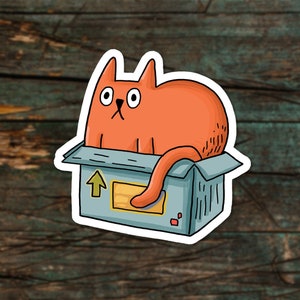 Autocollant mignon de chat orange - Autocollant d’ordinateur portable de chat cool - Autocollant drôle de vinyle de chat - Autocollant de chat de gingembre