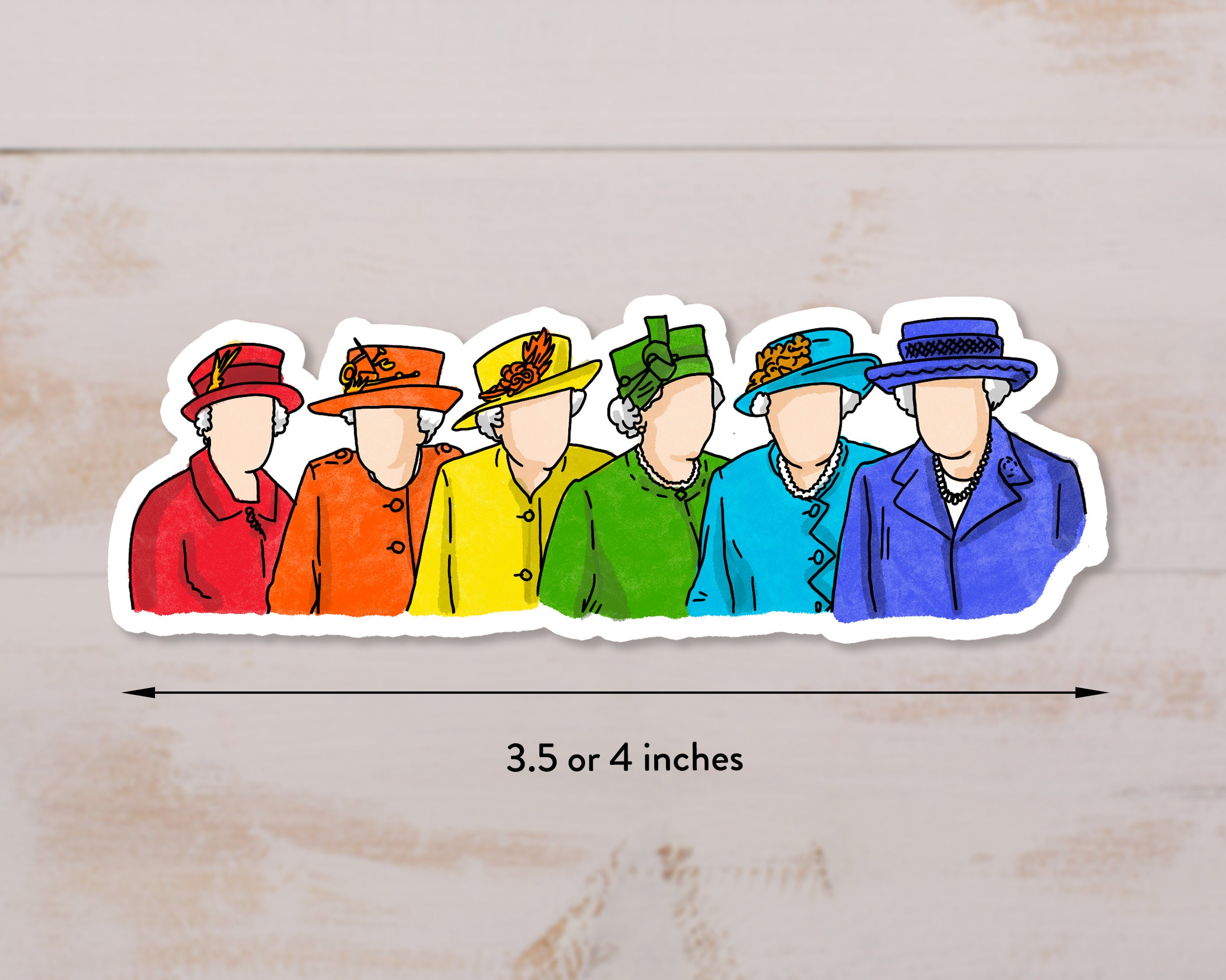 Rainbow Queen Sticker Queen Elizabeth II Sticker Queen - Etsy