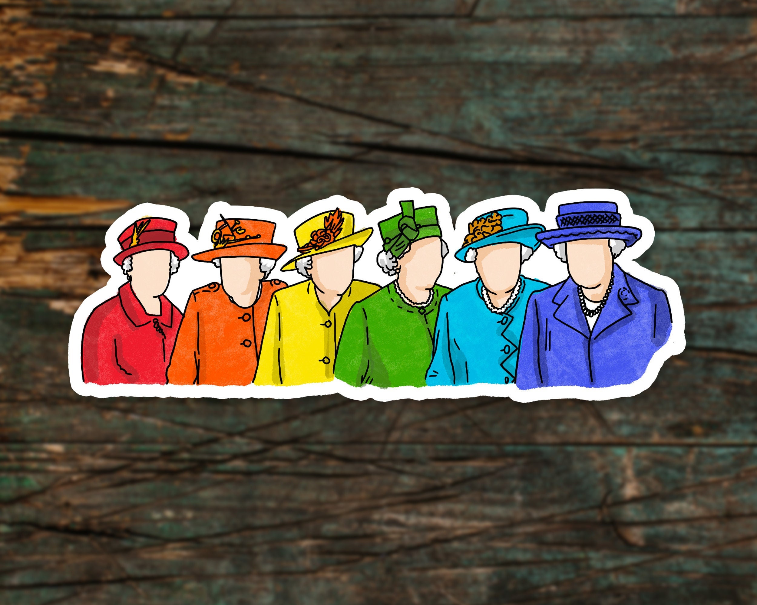 Rainbow Queen Sticker Queen Elizabeth II Sticker Queen - Etsy