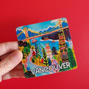 Magneet Vancouver Canada | Pacific Northwest-kunst | Reissouvenir Brits-Columbia | Matte koelkastmagneet afbeelding 3