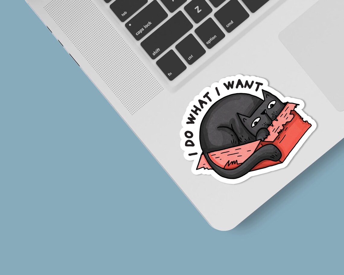 Black Cat Vinyl Sticker - Funny Cat Saying Sticker - Cute Cat Laptop ...
