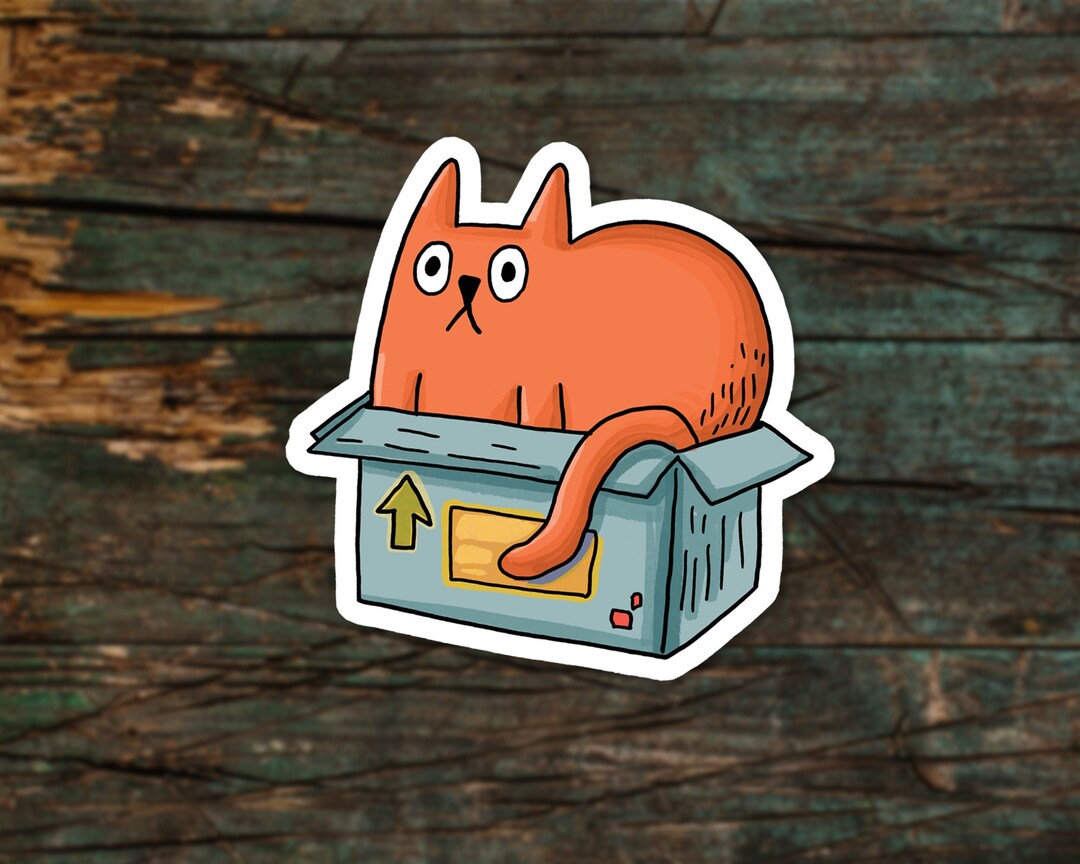 Cute Orange Cat Sticker - Cool Cat Laptop Sticker - Funny Cat Vinyl ...