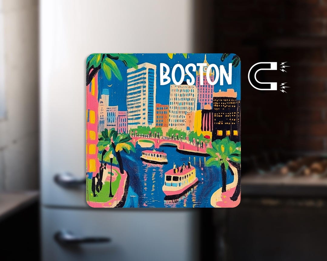 Boston Massachusetts Magnet | Boston Skyline Art | New England Travel ...