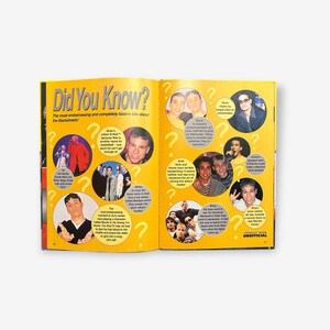 May include: A magazine page with a yellow background and the title "Did You Know?"  The most embarrassing and completely bizarre bits about the Backstreet Boys.  The page features photos of the band members and fun facts about them.