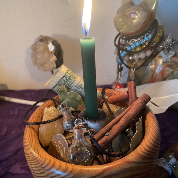 Complete Money Bowl Kit | Prosperity Bowl Starter Kit | Spell Bowl Set | DIY Magic | Do It Yourself Magick | Altar Bowl | Ritual Bowl