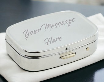 Personalised Engraved Rectangle Pill Box Novelty Gifts Presents For Men and Womens Birthdays