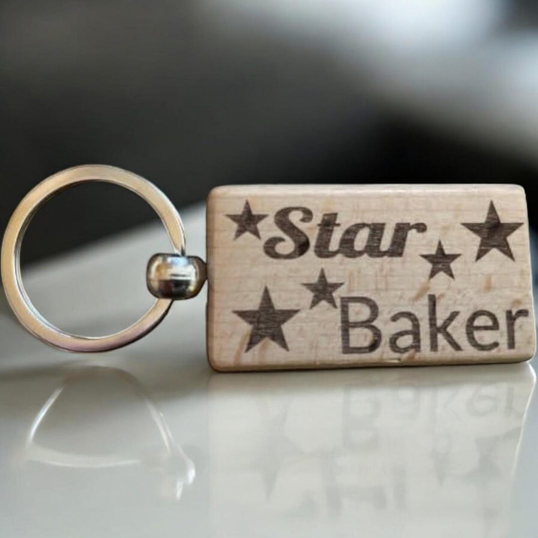 Star Baker Keyring Can Be Engraved Personalised – Custom Wooden Baking ...